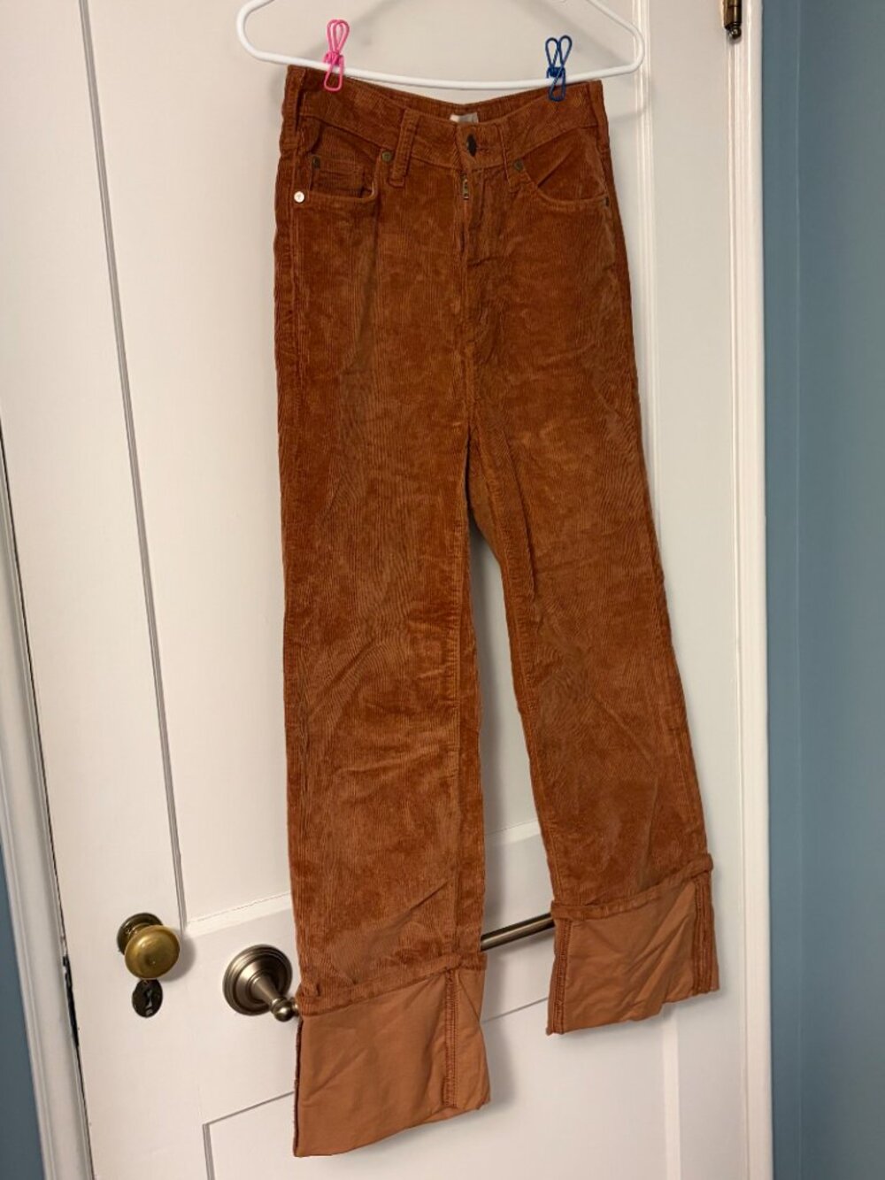 Pilcro The Scotty Cuffed High-Rise Straight Leg Jeans Corduroy Edition size 25 - Picture 3 of 11